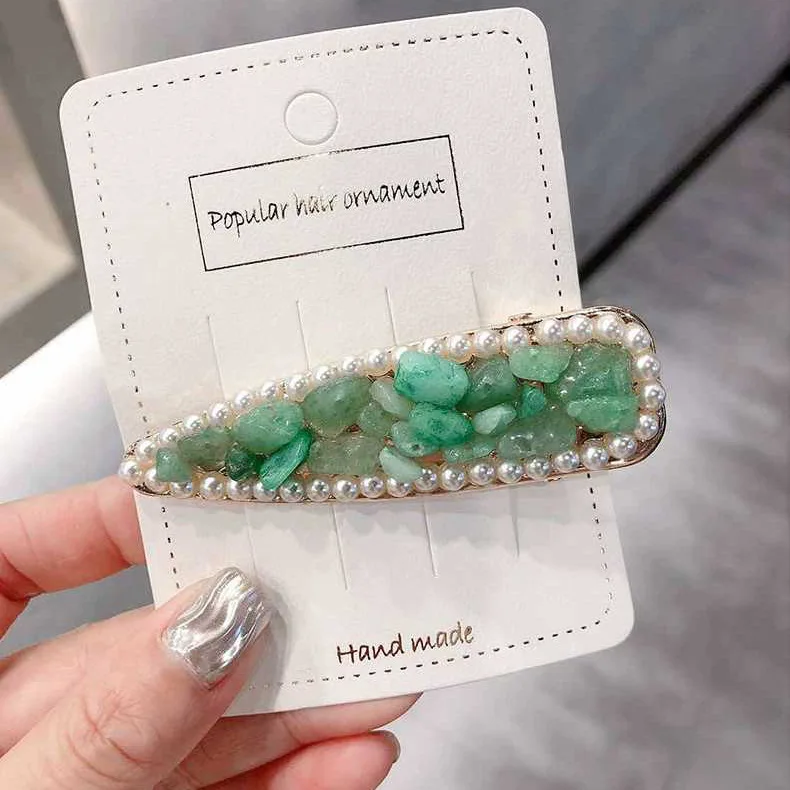 Pearl металлический зажим для волос ободок Гребень Pin Барретт конфеты камень шпильки головной убор аксессуары Красота Инструменты для укладки - Цвет: 5