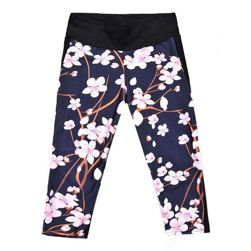WF425 summer pop women sportswear trousers peach blossom printing female girls sexy hip gym fitness running pants workout | Спорт и