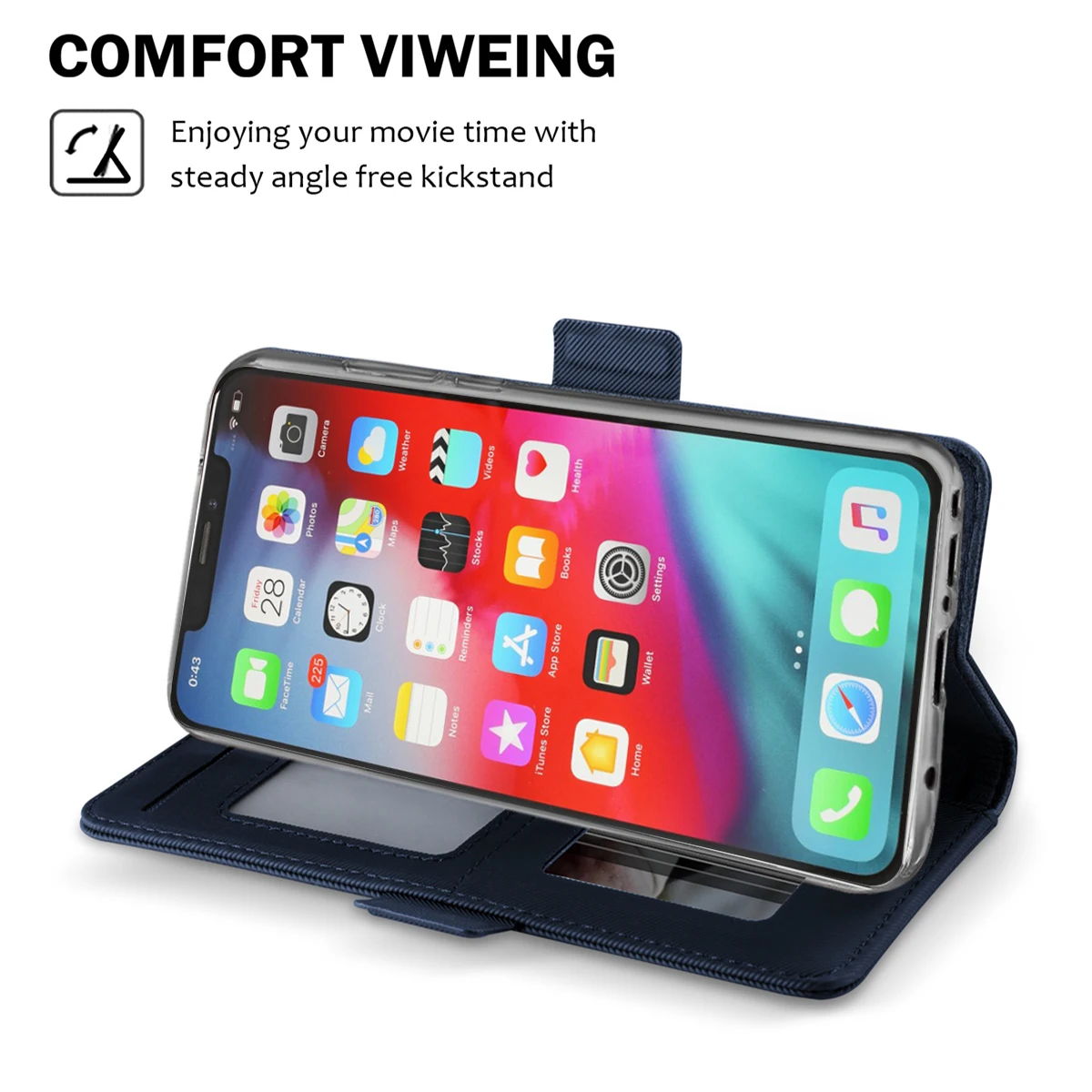 Чехол для iPhone 11 pro из искусственной кожи с откидной крышкой и подставкой зеркалом
