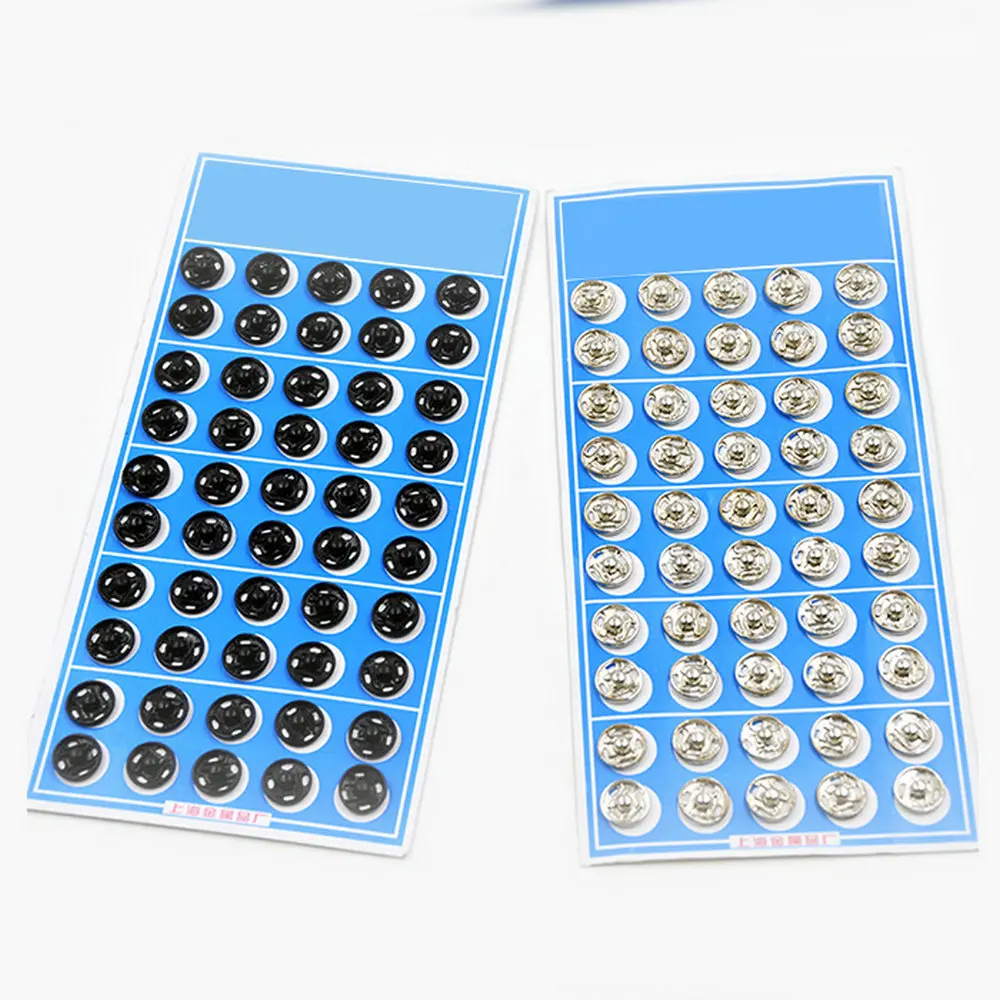 

50 pairs/sets Black Silver Metal Snap Fastener Buttons Stainless Steel Bolts Sewing / Clothes Accessories