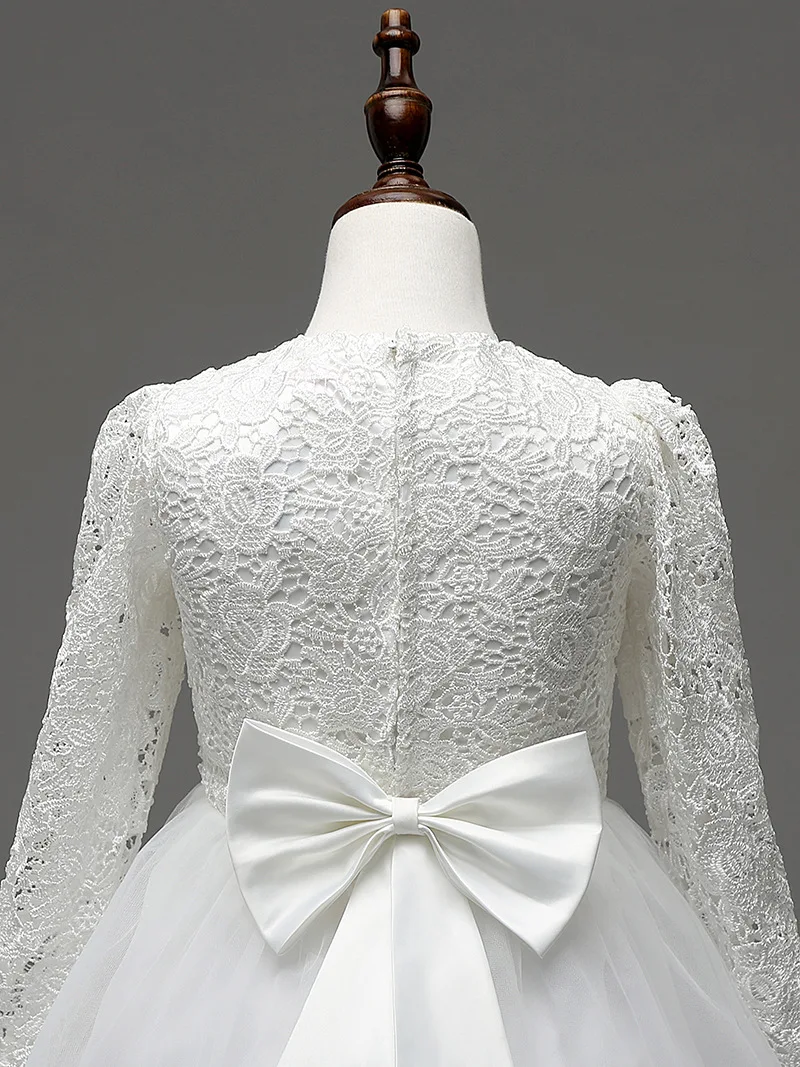 Платья для девочек кружевное платье с длинными рукавами цветами ropa de vestido princesa