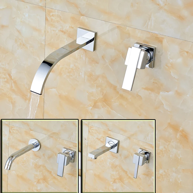 Высококачественный латунный хромированный настенный смеситель для раковины с