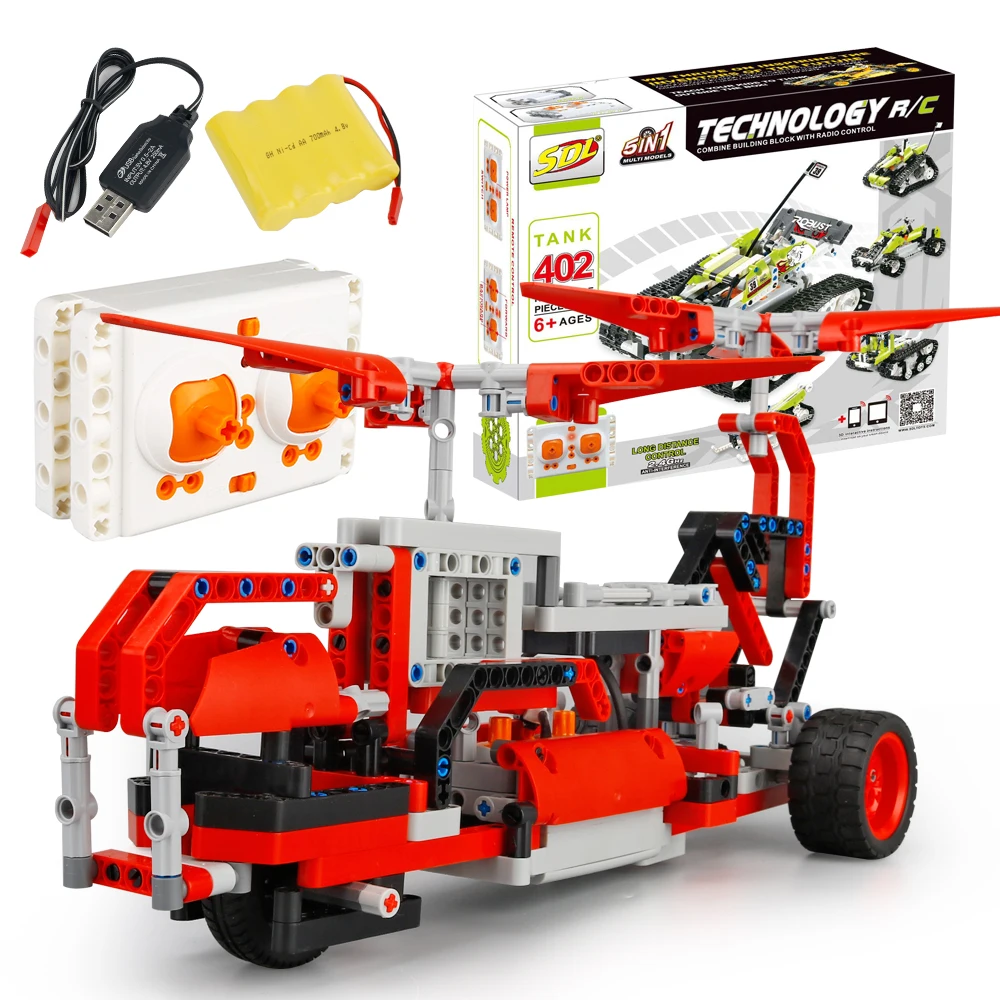 DIY RC автомобиль строительный блок высокая скорость внедорожный деформация дети