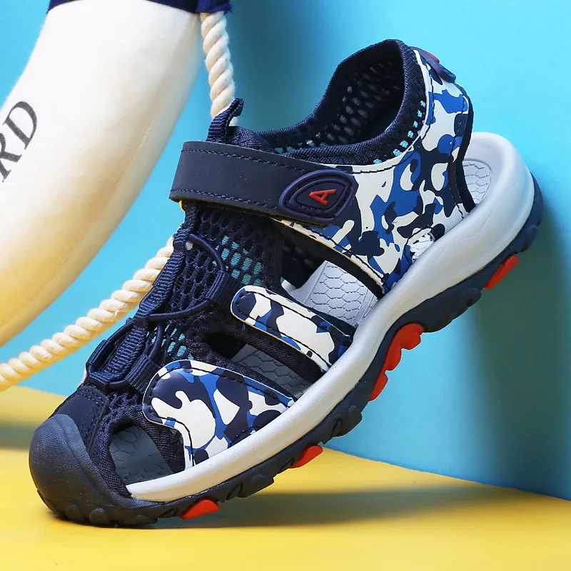 Сандалии детские из искусственной кожи пляжная обувь с закрытым носком