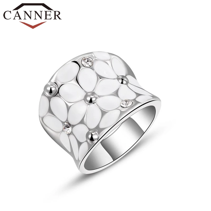 Женское кольцо с белым цветком CANNER обручальное Ювелирное Украшение цвета