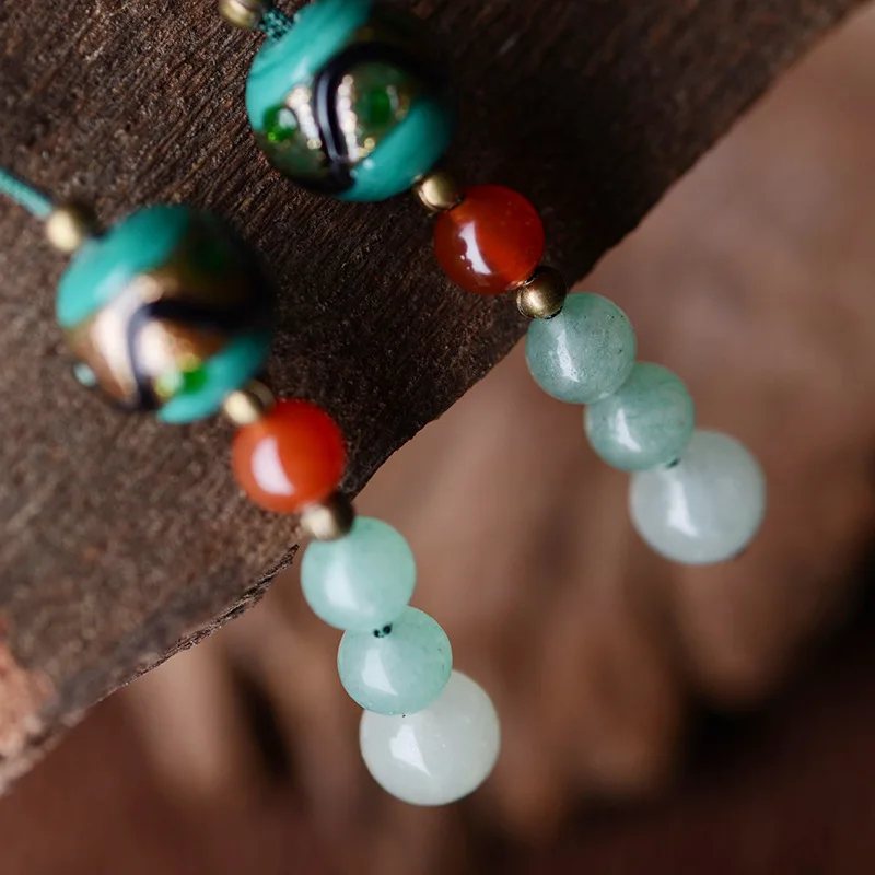 Новые оригинальные ручной работы глазированное Стекло Висячие серьги синий