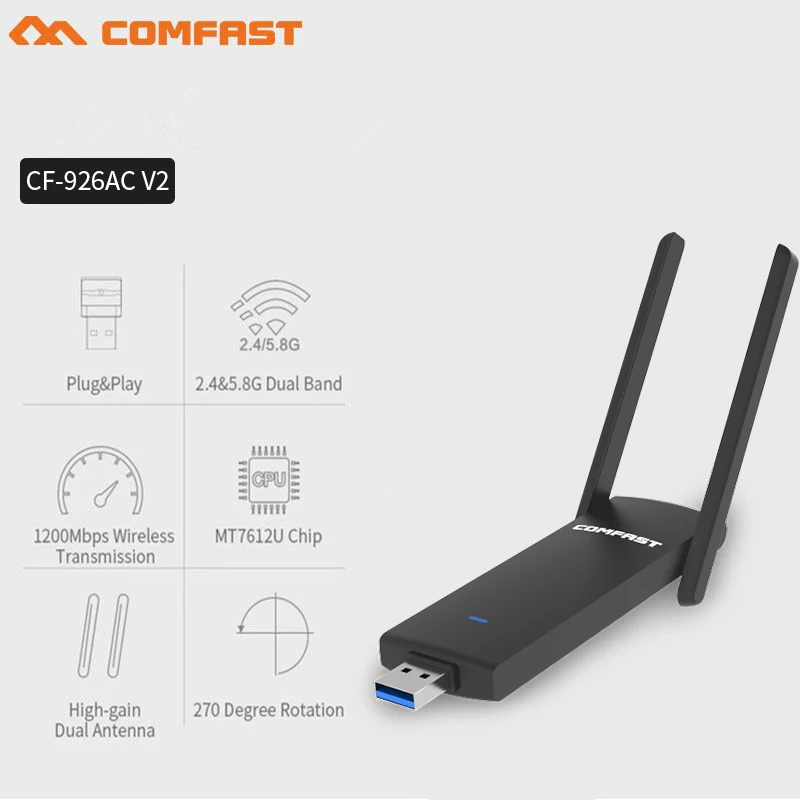 COMFAST сетевой адаптер 802.11ac/b/g/n/ac 1200 Мбит/с 2 4 ГГц + 5 8 ГГц|Сетевые карты| |
