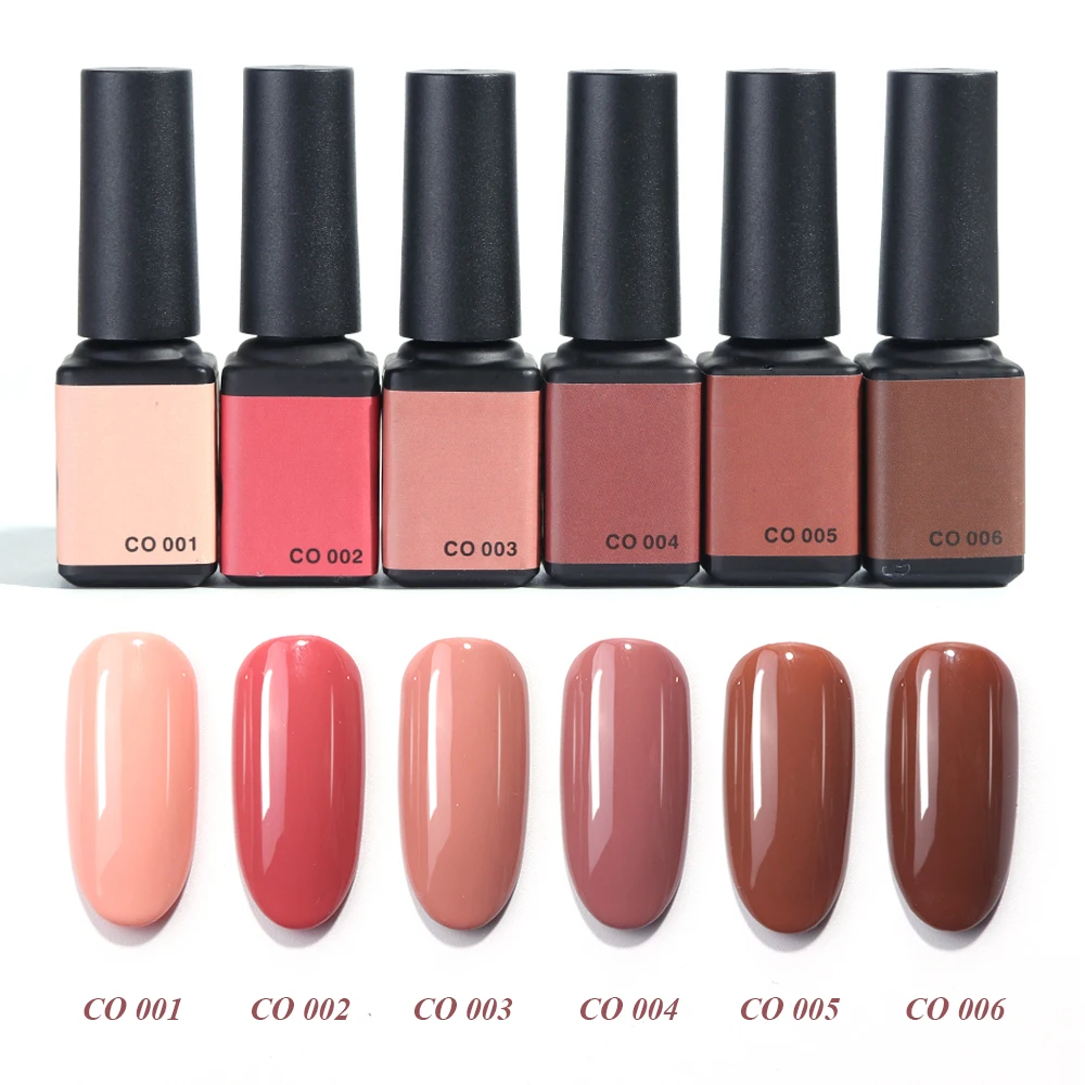 1pc 6ml Coffee Series UV Nail Gel Polish Pure Color Semi Permanent Primer Soak Off Varnish Nail Art Lacquer Decoration TRCO01-06