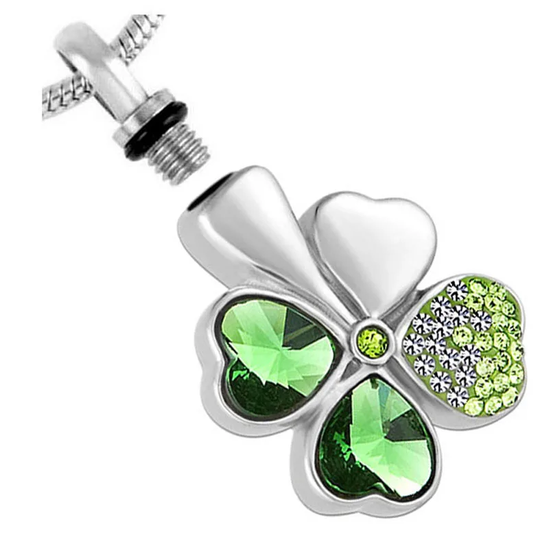 IJD8533 Clover Leaf Cremation Pendant Stainless Steel Keepsake Hold Ashes or Memoria Your Loved One Forever | Украшения и