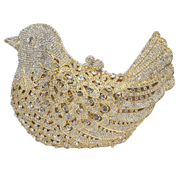 C Gold 1 evening bag Популярные Роскошные вечерние сумки с блестящими кристаллами, женские клатчи, цветные сумочки с рисунком птицы, дамские вечерние сумочки, клатчи, сумочки SC035 - Цвет: C Gold 1 evening bag