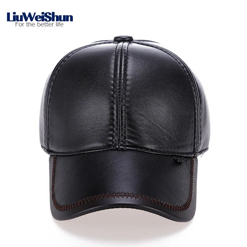 LIUWEISHUN зимние кожаные бейсболки для мужчин Snapback Dad Шапка с ушками Bone Gorras