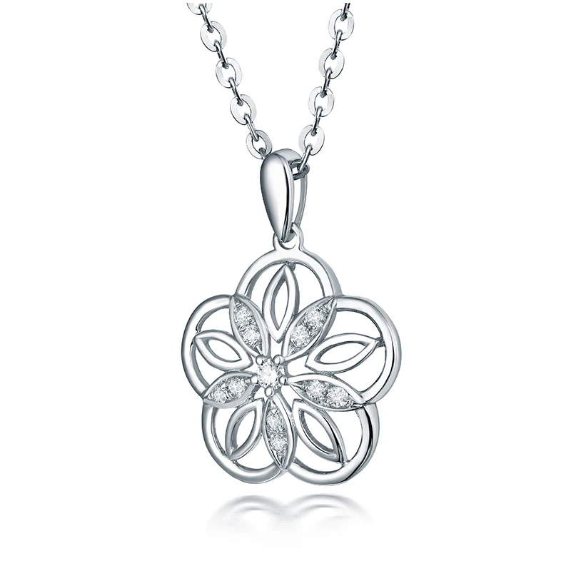 Ожерелье подвеска в форме цветка из белого золота 18 К|fine jewelry|gold diamond pendantdiamond pendant