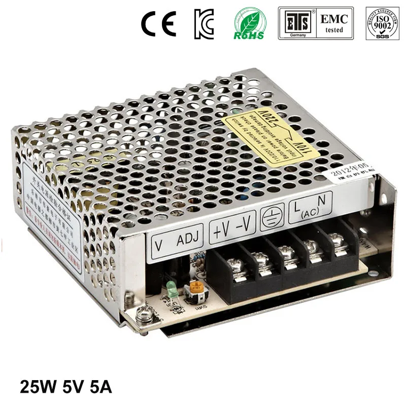 

Best quality 5V 5A 25W Switching Power Supply Driver for LED Strip AC 100-240V Input to DC 5V free shipping