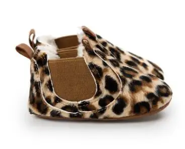 leopard ROMIRUS/Детские Зимние ботильоны; коллекция года; зимние теплые детские мокасины; модная искусственная кожа под леопарда; детская обувь на резиновой подошве - Цвет: leopard