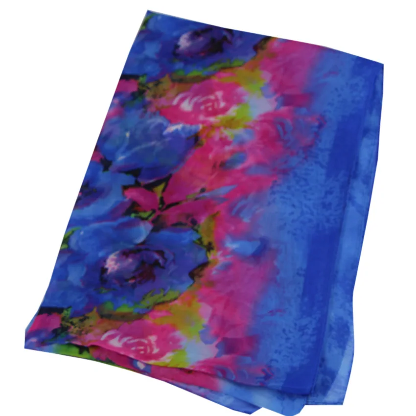 

Ombre floral printing women chiffon polyester scarf 2018 new designer elegant lady wraps neckwear size 50x160cm LL180325