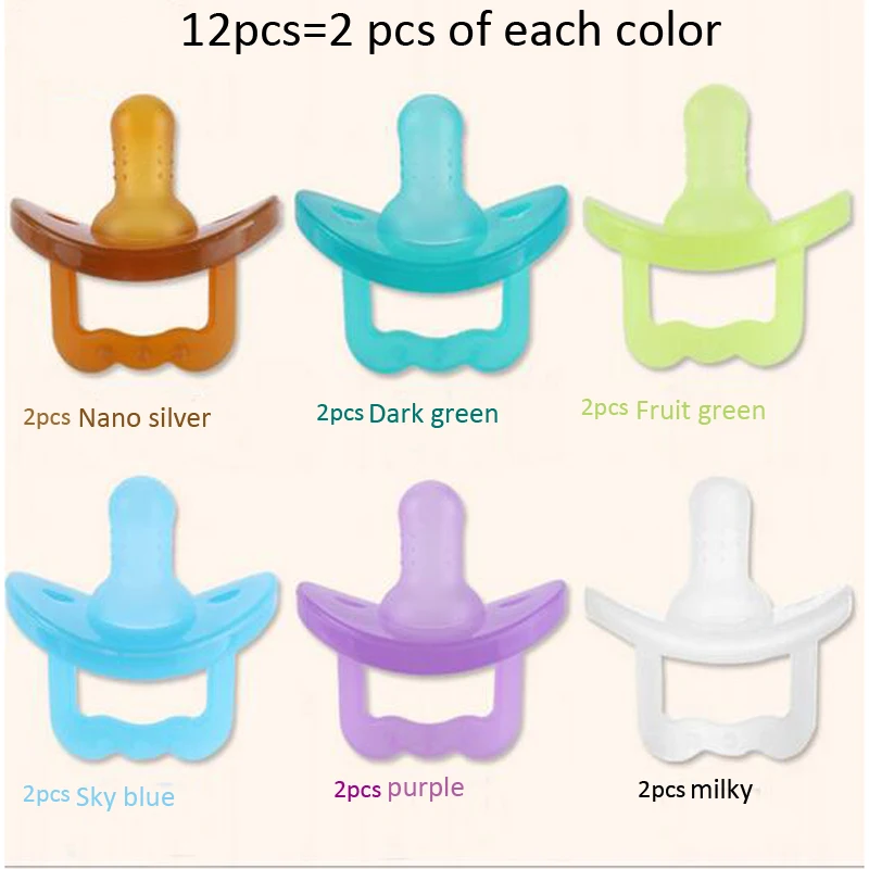 

12pcs Baby Safety Silicone Appease Pacifiers Full Inflatable Food-grade Silicone Baby Nipple Child Teether Soother 0-3 Years