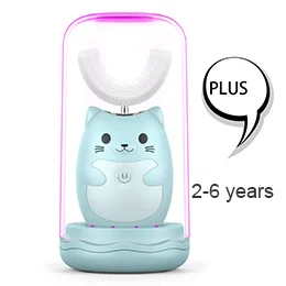 Blue plus 2-6 Kid sonic перезаряжаемая электрическая зубная щетка автоматическая зубная щетка 360 градусов ультра звуковая Мягкая силиконовая электрическая детская зубная щетка - Цвет: Blue plus 2-6