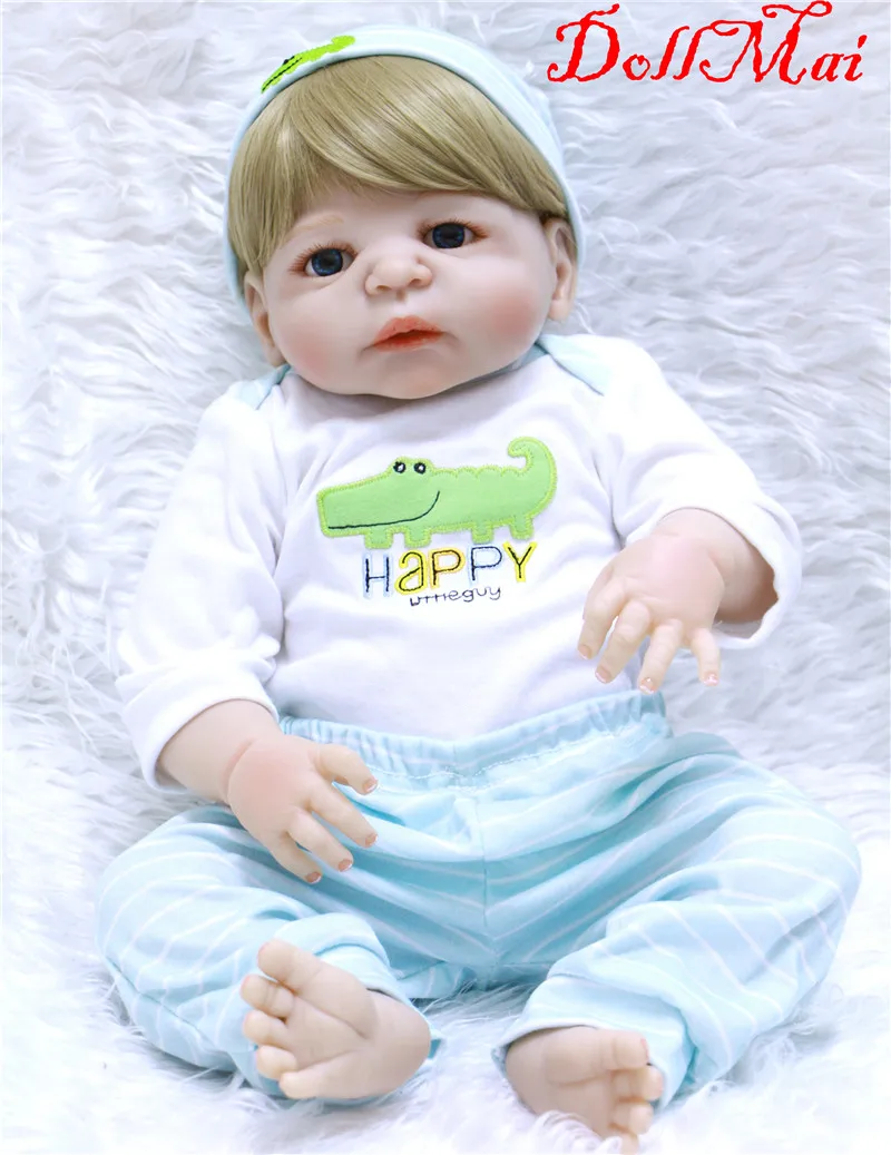 DollMai 22&quot full body silicone reborn dolls newborn baby fashion gift blond hair girl boy bebe alive bonecas | Игрушки и хобби