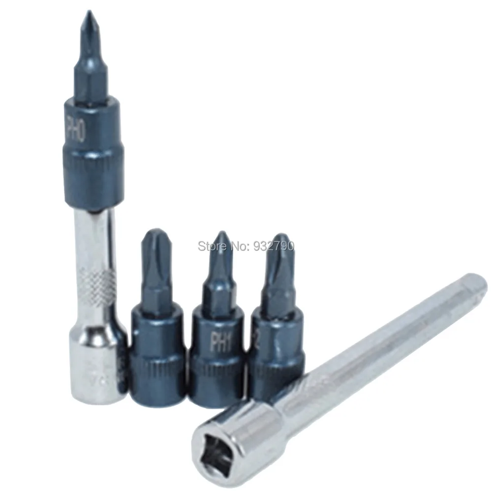 6x отвертка Биты Phillips PH0 PH1 PH2 PH3 1/4 &quotКвадратный привод гнездо бит 2&quot (50 мм) 4 &quot(100
