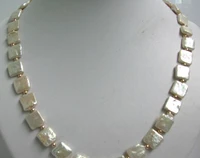 free shipping 10mm white square freshwater pearl necklace 17