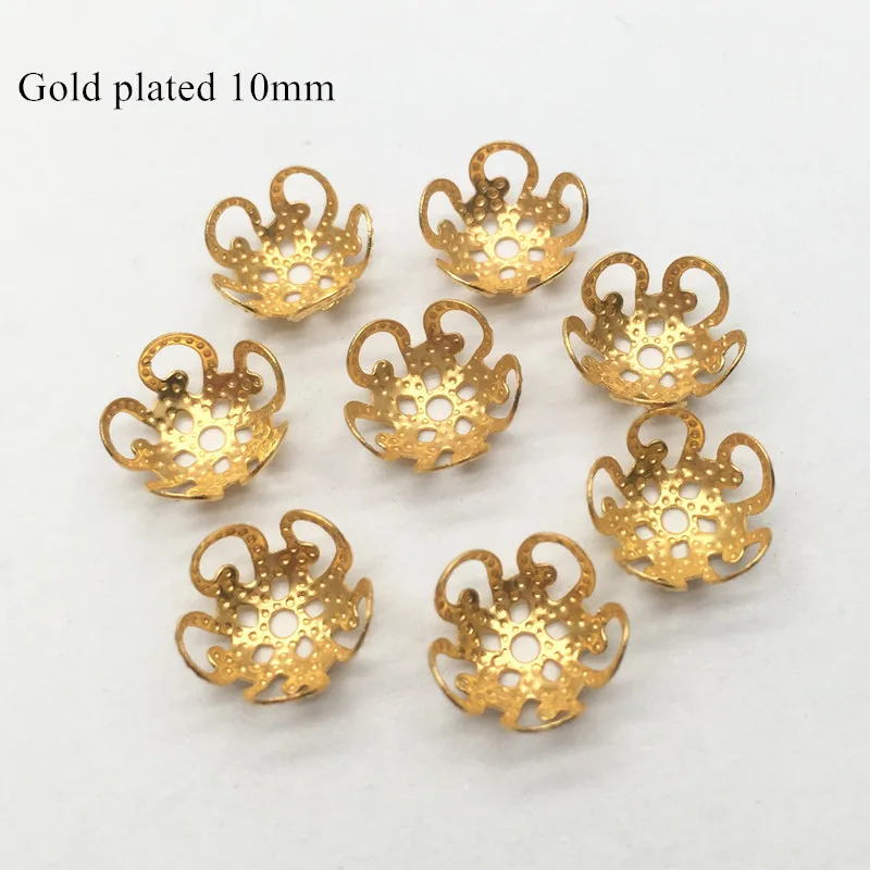 100pcs gold 10mm 100 шт филигранные колпачки в форме цветочных чашек для изготовления ювелирных изделий HK184 - Цвет: 100pcs gold 10mm