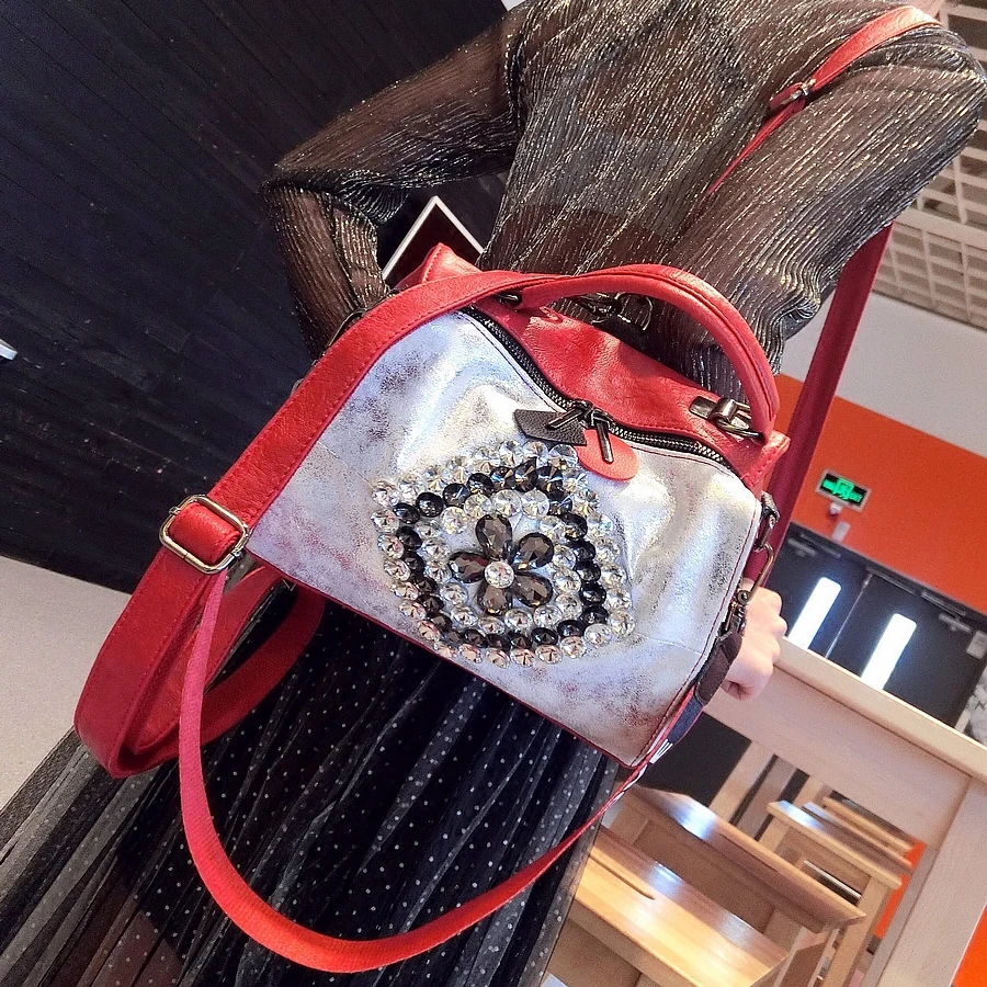 Women Diamonds PU Leather Casual Handmade Woven Tote Bag Vintage Shoulder Retro Large Capacity Messenger Bags | Багаж и сумки