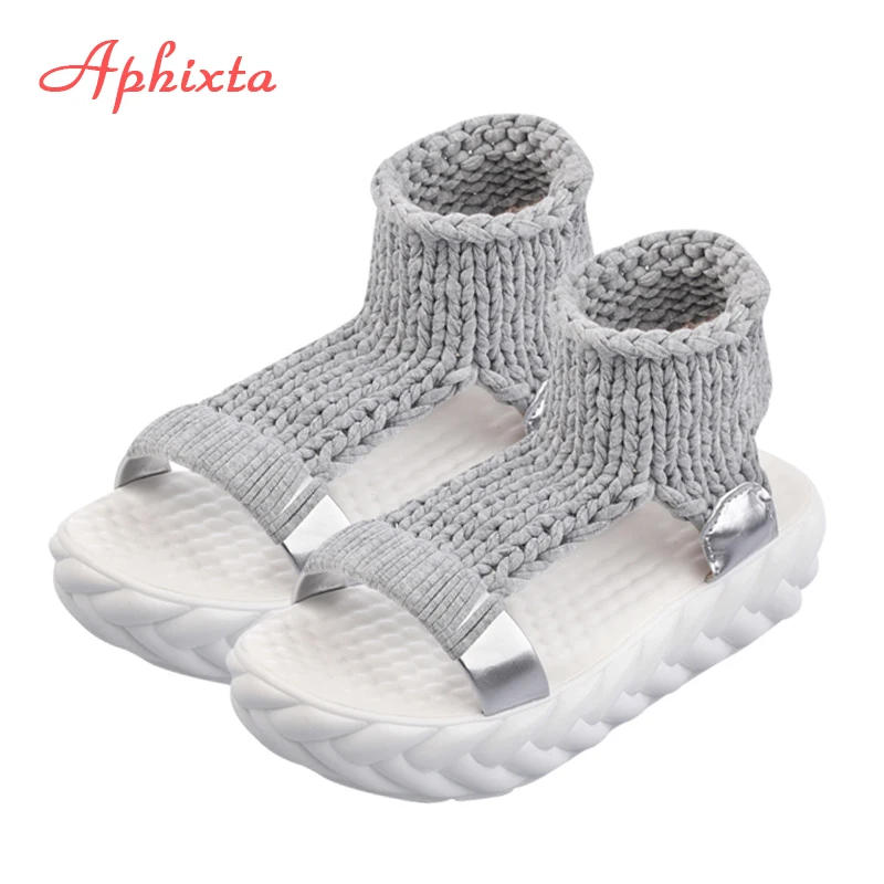 Aphixta/; Босоножки на платформе и каблуке; женская обувь; женские блестящие летние шлепанцы без застежки с блестками; zapatos Mujer; женские сандалии