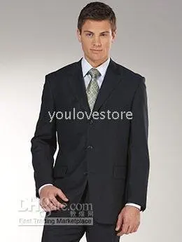 Обычный мужчины костюм Бренд Черный с узкими в полоску Три пуговица 241|suit jacket|suits