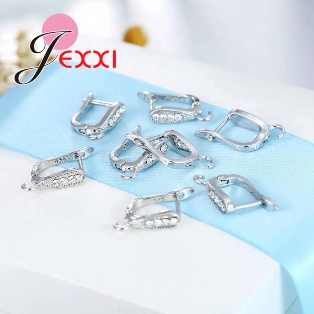 Классические серьги кольца с микро кубическим цирконием 925 пробы серебро сделай