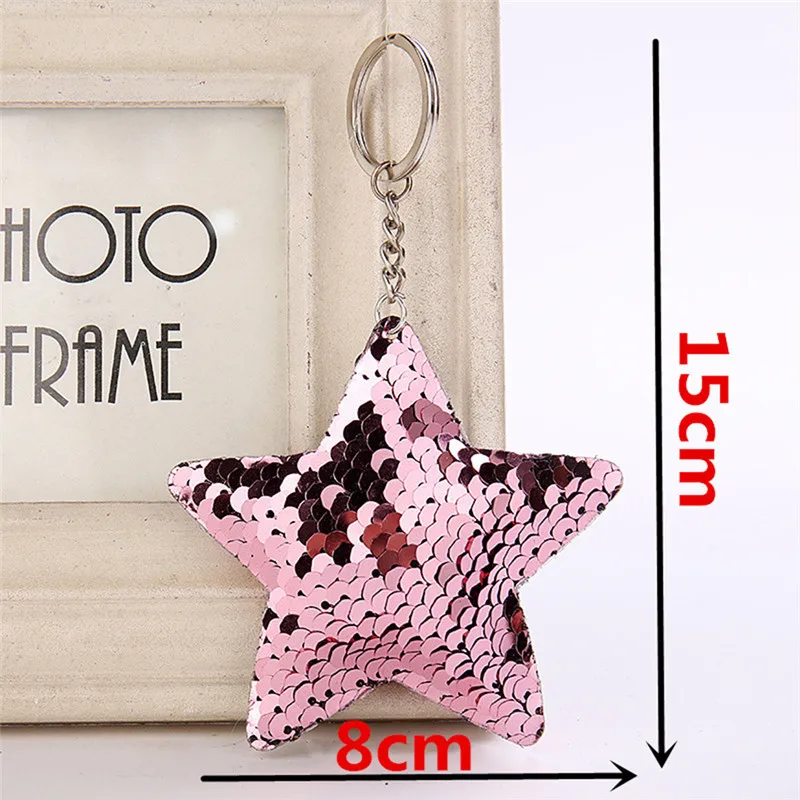 Cute Sequins Key Ring For Women Glitter Bear/Heart/Cat/Star Shape Chain Handbag Purse Pendants Gifts Girls | Украшения и