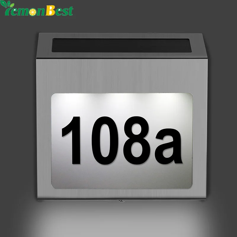 Уличная Светодиодная лампа на солнечной энергии дверная пластина из нержавеющей
