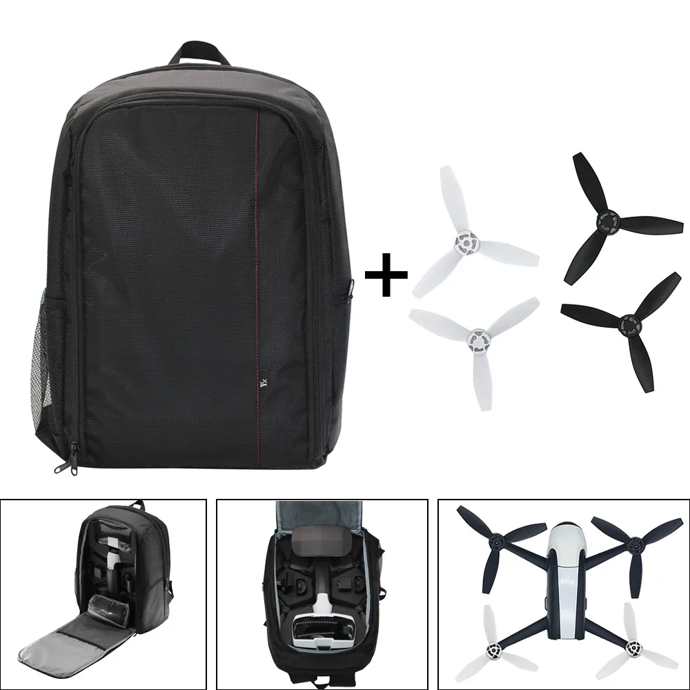 A Сумка Рюкзак Портативный наплечный чехол+ 4 шт. Пропеллер для ParrotBebop 2 power RC Quadcopter Drone аксессуары сумка для дрона RC запчасти - Цвет: A