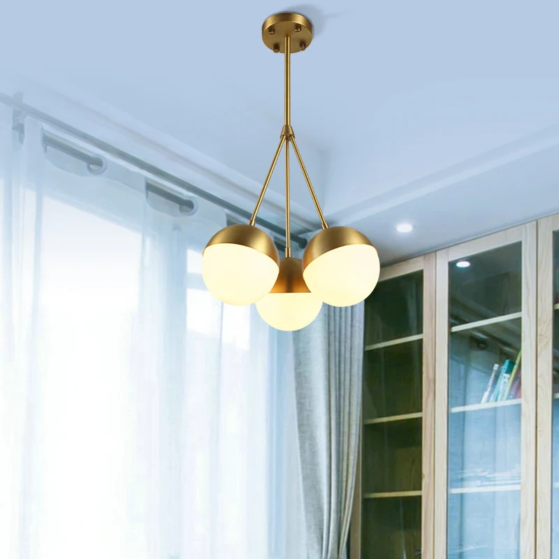 Современная латунная люстра в скандинавском стиле креативная круглая лампа