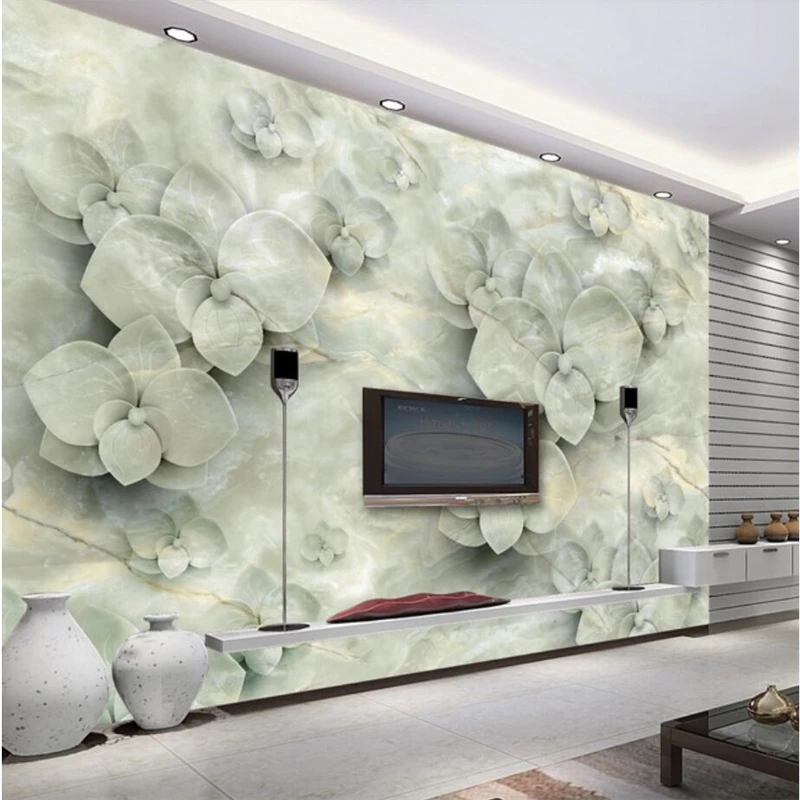 

3d настенная бумага для гостиной, спальни, украшения дома, большие 3D рельефные нефритовые обои, декоративная живопись