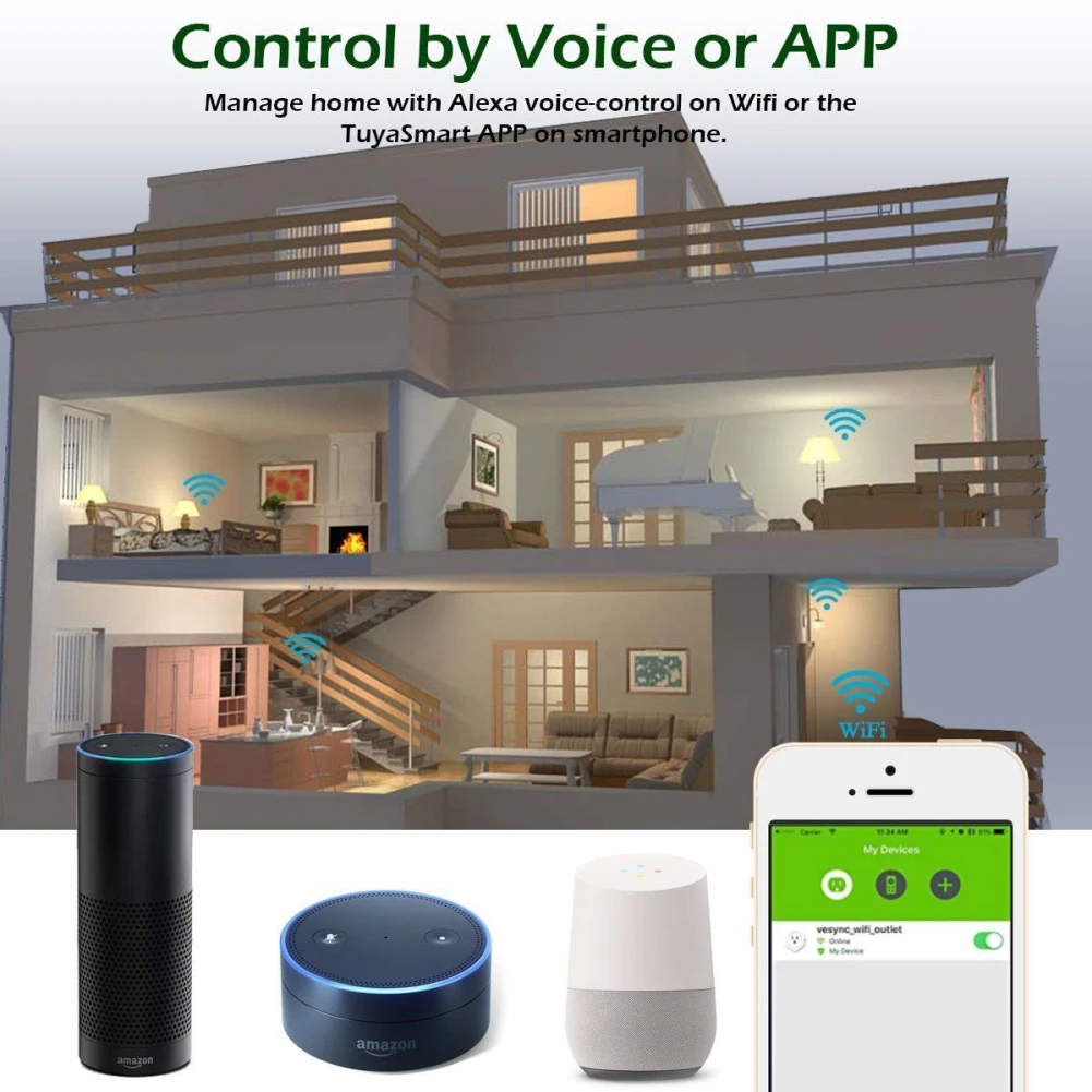 Цветная(RGB) Smart Plug светильник работы Великобритании попсокет Беспроводной WI-FI пульт дистанционного управления "умный дом" Голос Управление умная розетка с Alexa Google Home