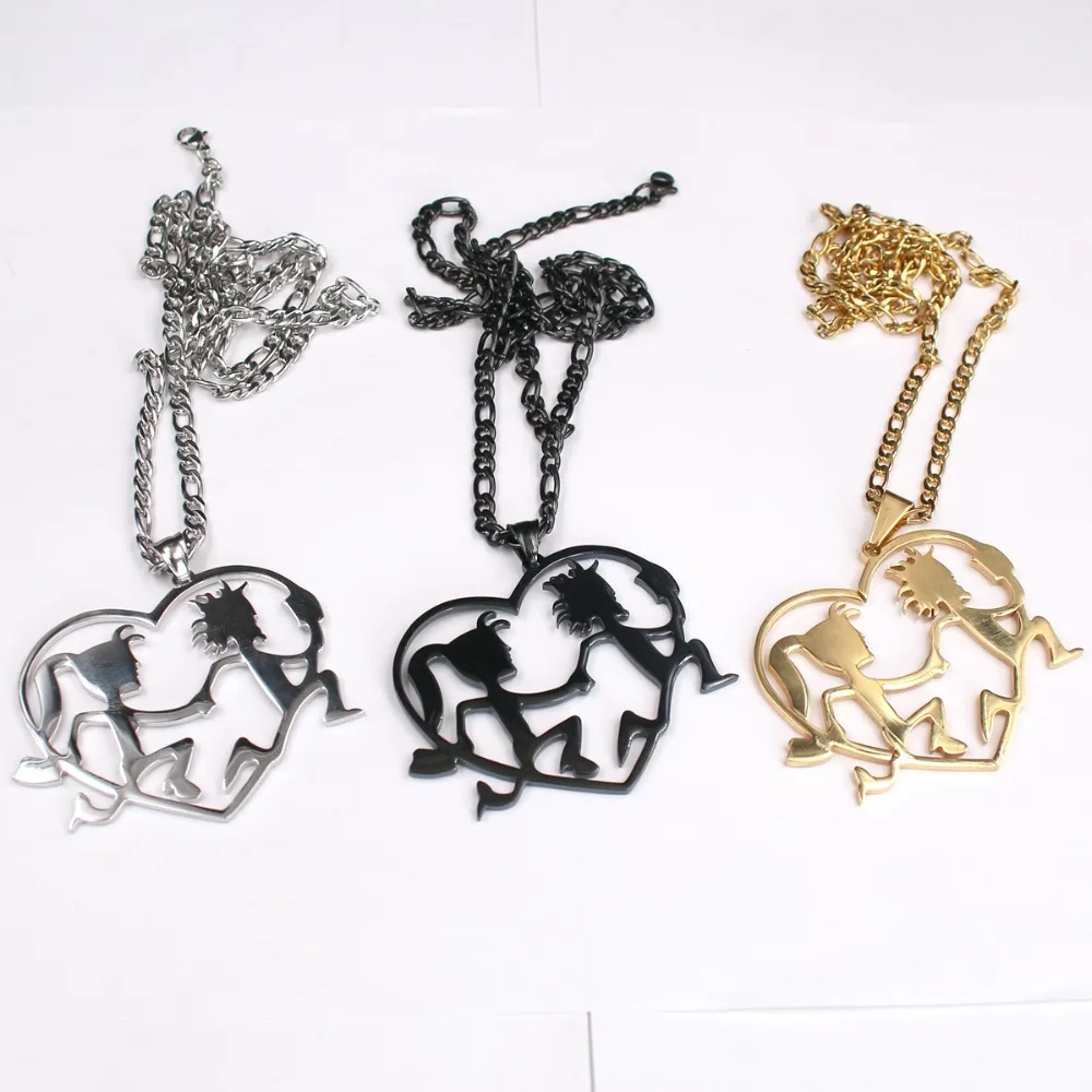 Punk Jewelry ICP stainless steel black / gold Large heart Hatchet man pendant necklace NK Chain 4mm 24'' for Mens | Украшения и