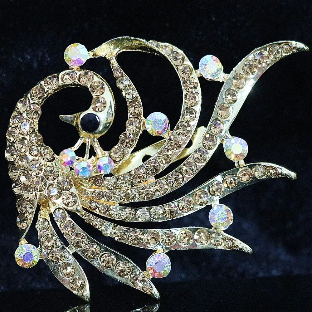 Горячая австрийский Цвет Красочные Павлин Брошь для женщин Кристалл Стразы
