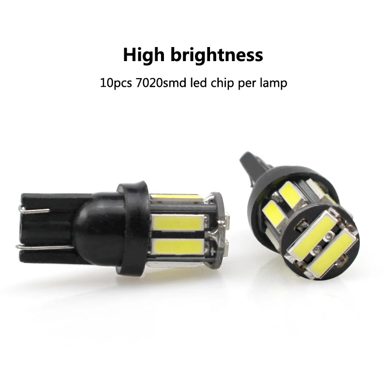 KEPUSI 2 шт. T10 светодиодный лампы 10 7020smd 168 194 501 W5W Клин Подсветка салона сигнальная