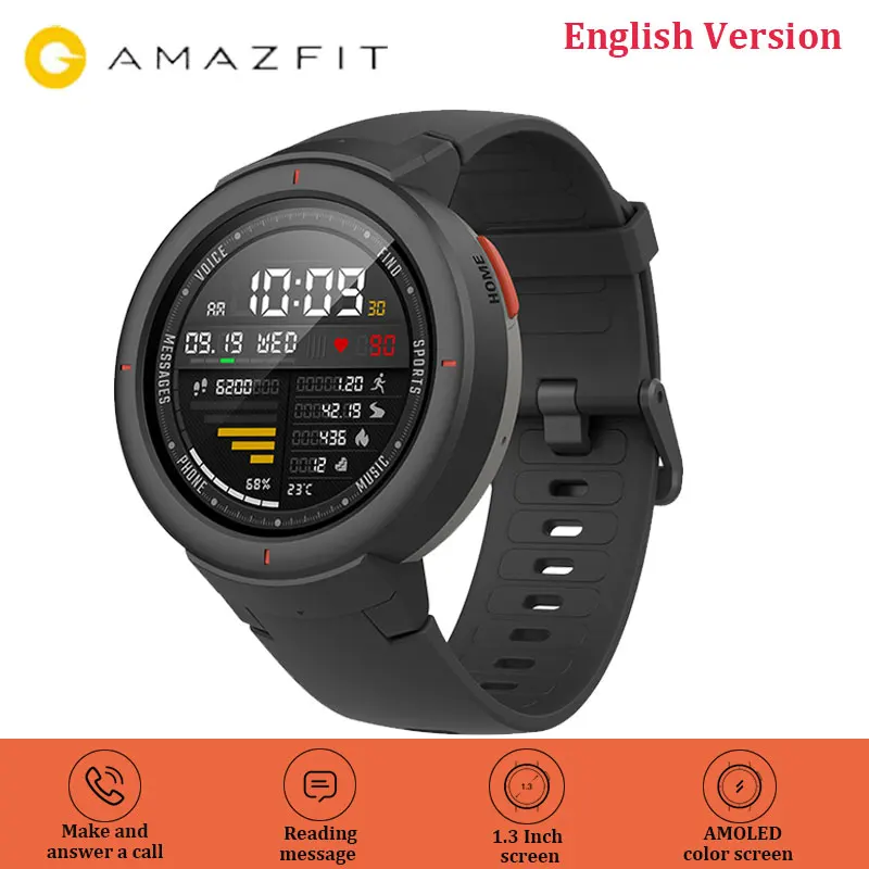 Смарт часы Amazfit Verge английская версия Huami gps умные 1 3 дюймов AMOLED экран HR сенсор