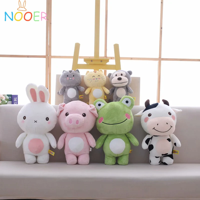 

Nooer Animals Stuffed Plush Toy Baby Appease Stuffed Soft Cow Cat Pig Frog Doll Baby Kids Toys Birthday Christmas Gift
