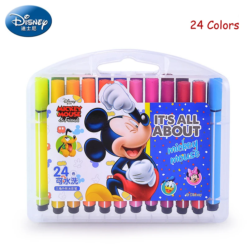 24 Colors mickey Оригинальные маркеры Диснея, ручки-щетки для рисования, маркерная ручка, мультяшная замороженная Анна, Эльза, Микки Маус, художественные принадлежности, подарок - Цвет: 24 Colors mickey