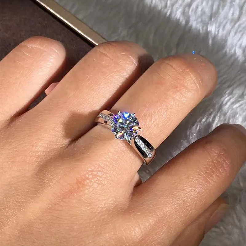 

Luxury Female Ladies Crystal Solitaire Ring Cute Rose Gold Color Wedding Ring Promise Engagement Rings For Women