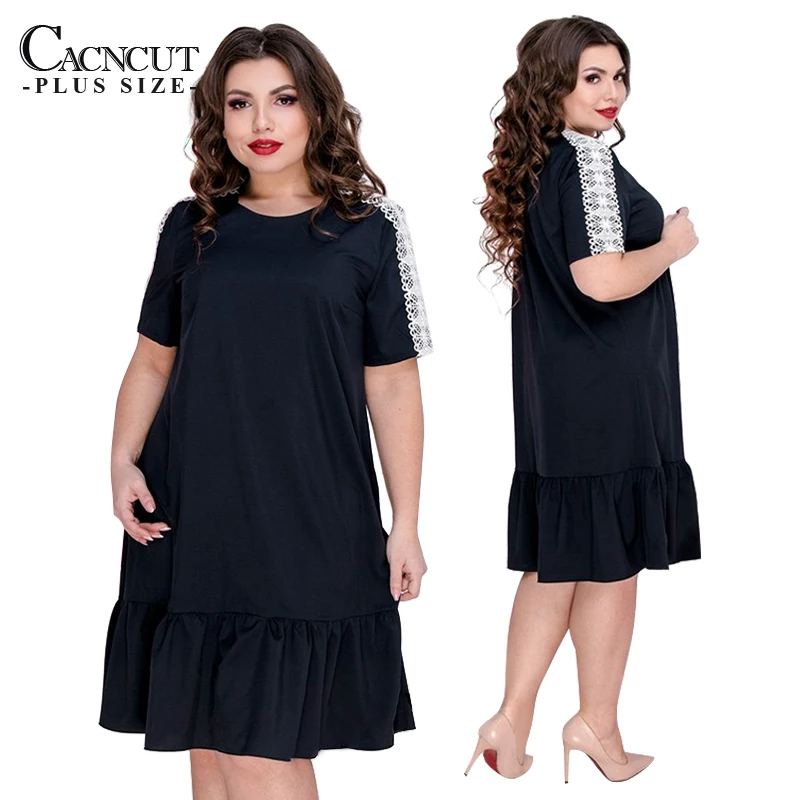CACNCUT 5XL 6XL 2019 повседневные свободные летние кружевные платья большого размера