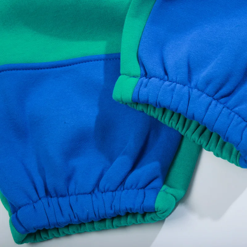 Мужские Цвет блок брюки уличной хип хоп Fleece Sweatpant Harajuku трико для мужчин