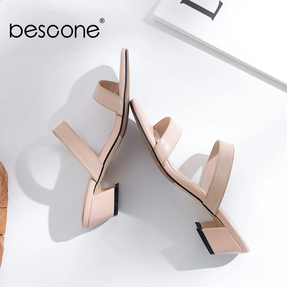 BESCONE/женские босоножки на среднем квадратном каблуке Летняя Повседневная