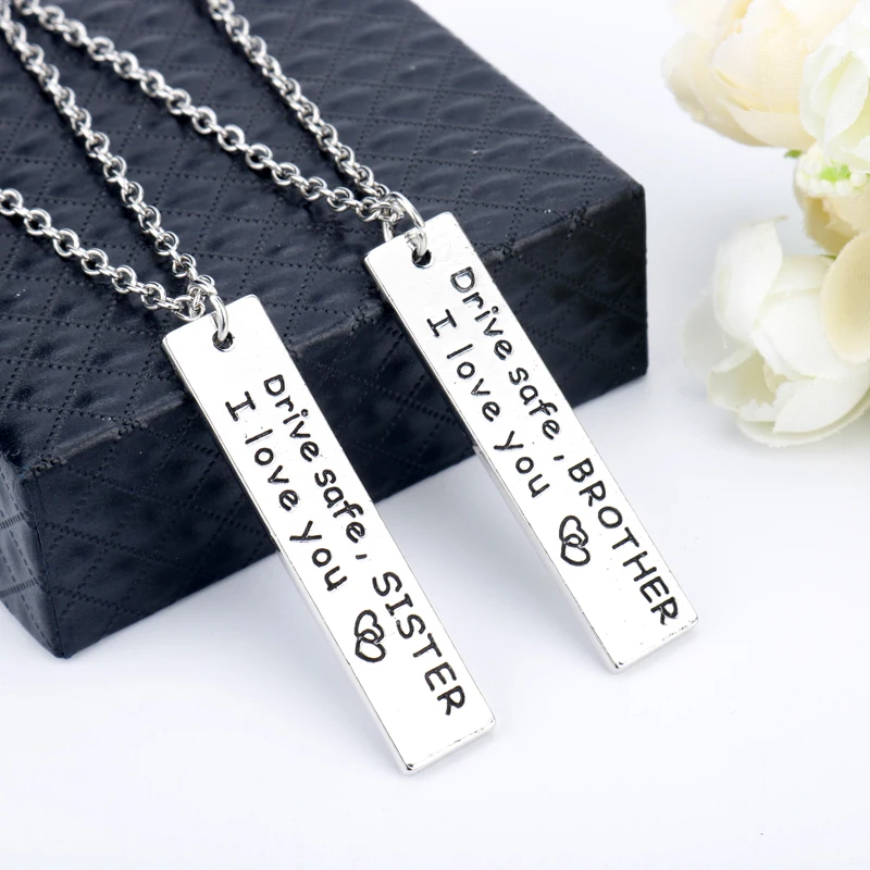 2 шт. ожерелья с буквами для сестры брата драйв сейф я люблю тебя Очаровательные
