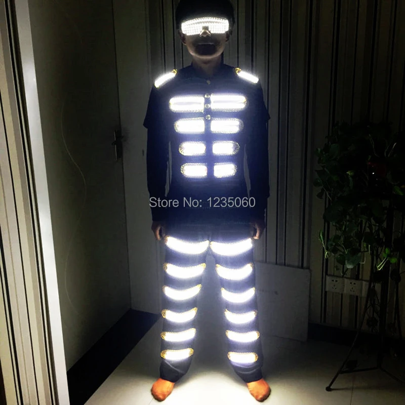 Бесплатная доставка Цветные Led светильник робот костюм Мода со светящимися