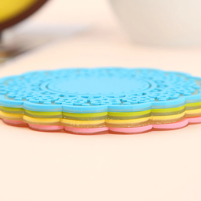 1 шт. Нескользящая силиконовая кружевная Цветочная подставка для чашки столовые