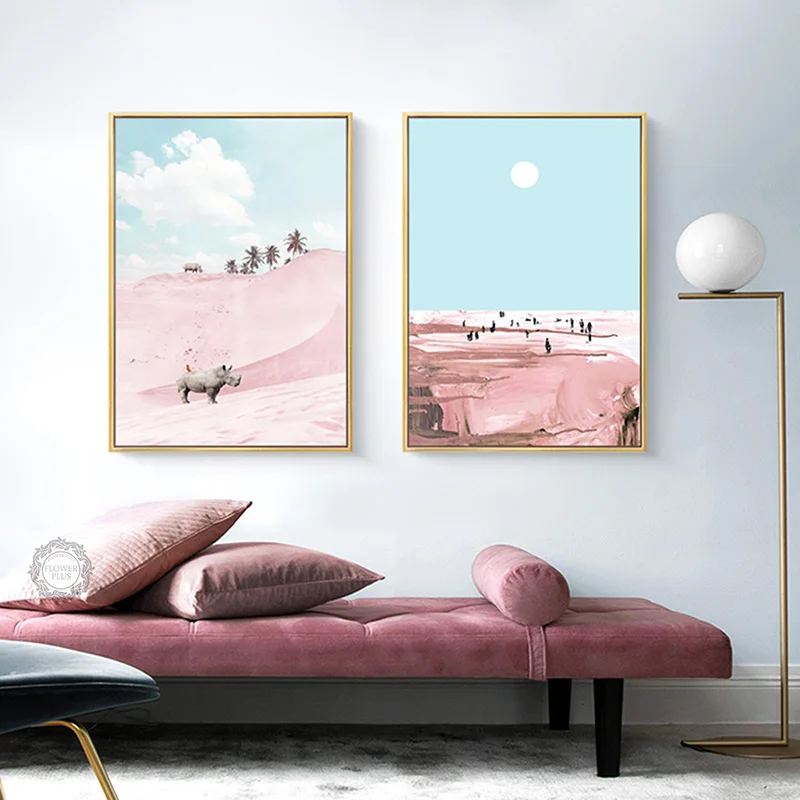 Домашний декор HD принты скандинавский стиль риносороги пустыня живопись