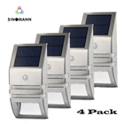 4 комплекта светодиодный ных ламп на солнечной батарее, настенный светильник с датчиком движения, наружный водонепроницаемый энергосберегающий светильник для улицы, сада, двора